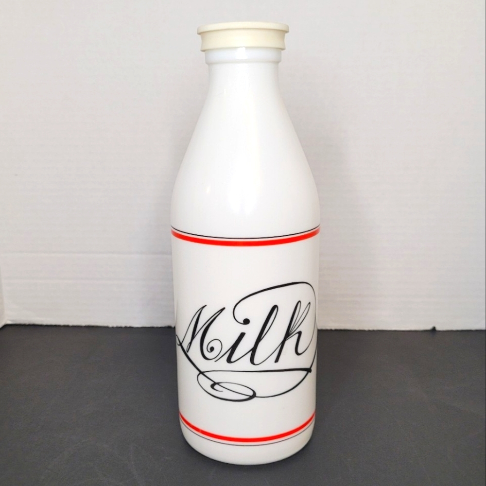 Vintage Egizia Tall Milk Glass Milk Bottle 10in